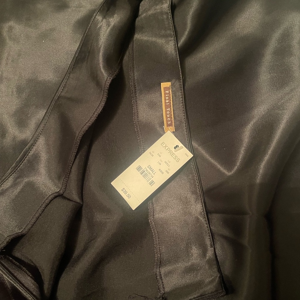 Black Satin Midi Skirt By Express - Picture 4 of 4